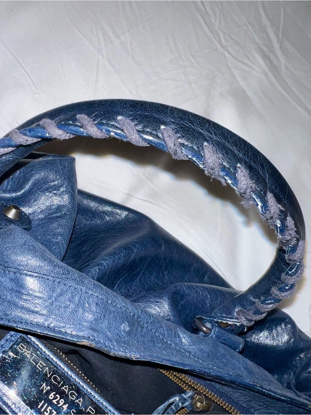 Balenciaga Medium City Navy Blue Leather Shoulder Bag Y2K - Picture 8 of 14